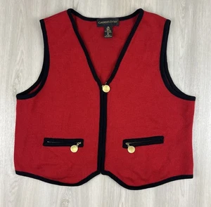 Vintage Classiques Entier 100 % Merinowolle rot durchgehender Reißverschluss enger Strickpullover Medium - Bild 1 von 11