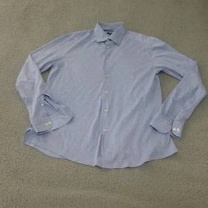 Eton Shirt Mens Large Button Up Long Sleeve Performance Jersey Cotton Blue - Picture 1 of 9