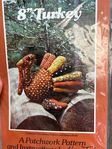 8" Turkey Plush sewing Pattern,  Quilted Patchwork pattern, UNCUT - Picture 1 of 2