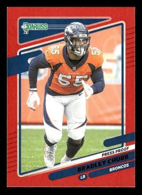 2021 Donruss #182 Bradley Chubb Press Proof Red Denver Broncos - Image 1 of 2