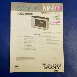Sony WM-6 WM-16 Service Manual Original Paper OEM Repair Guide - USA - Bild 1 von 10
