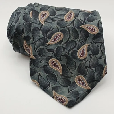 Henry Grethel Men's Paisley 100% Italian Silk Multicolored Green/Teal (4x57") - Image 1 of 4