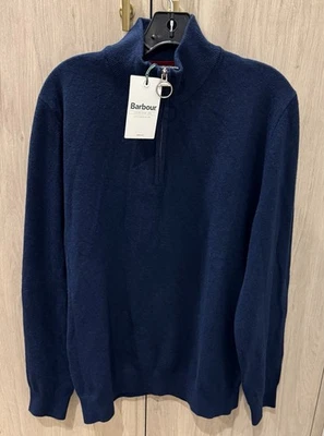 NWTs Barbour Men’s Marlow Wool/Cashmere Half-Zip Sweater. Navy. Large - Image 1 of 4