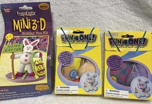 Cesto coniglietto pasquale 3D vintage riempitivo pom animale domestico cane gatto bambini kit artigianale x3 - Foto 1 di 7