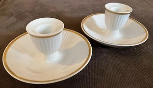 ROYAL COPENHAGEN :: 1959 Pair/2 FLUTED WHITE 2 3/4”x 5” CANDLESTICKS 2nd DENMARK - Picture 1 of 18