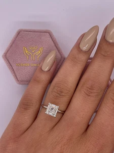 Lab Grown 2.00 Carat IGI Certified E color VVS2 Clarity Asscher Cut Diamond Ring - Picture 1 of 16