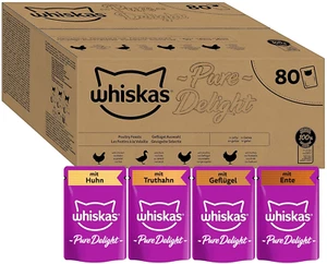 WHISKAS 80x85g Adult Katzenfutter Nass 4 Sorten Geflügel Auswahl Ragout in Gelee - Bild 1 von 10