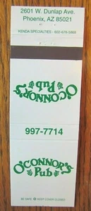 IRISH PUB MATCHBOOK MATCHCOVER: O'CONNOR'S PUB (PHOENIX, ARIZONA) -E8 - Imagen 1 de 1