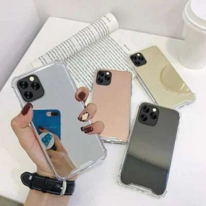 Funda transparente con espejo de cristal iPhone 15 14 13 12 11 X 8 7 Pro Max Mini - Imagen 1 de 5