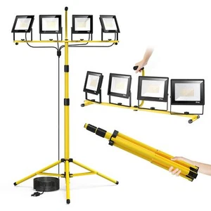 Plug in Led Work Light with Stand,28000 Lumen 110V 4 Adjustable Head Outdoor ... - Picture 1 of 9