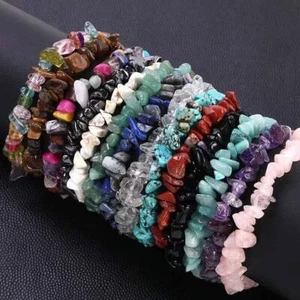15X Gemstone Chips Bracelet Elastic Reiki Stretch Beaded Bracelet gift Handmade - Picture 1 of 12
