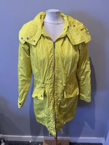 Karen Millen Yellow Parka Full Zip Hooded Mac Rain Jacket Coat Size 12 Ladies - Picture 1 of 4