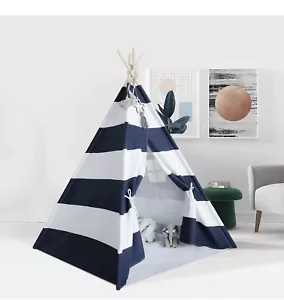 Kinderzelt für Jungen marineblauweiß gestreiftes Tipi - Bild 1 von 6