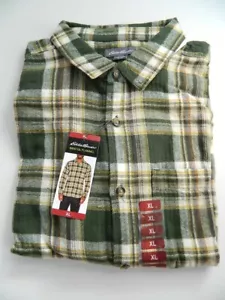 NWT Mens Eddie Bauer Bristol Green Plaid Flannel Shirt Size XL - Picture 1 of 4
