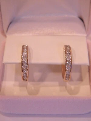 GORGEOUS QVC 14K ROSE GOLD NATURAL AFFINITY DIAMOND HOOP EARRINGS 1.00 CTTW!  - Image 1 of 4