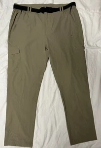 Mens Multi Pocket Cargo Stretch Pants Khaki Size LARGE 30” Inseam FLAT FRONT New - Picture 1 of 4