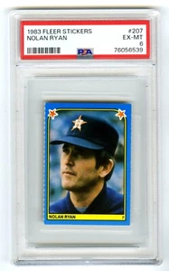 NOLAN RYAN~VERY RARE (POP 7) 1983 FLEER STICKERS PSA-6 EX-MT GRADED MLB CARD#207 - Picture 1 of 2