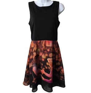 Disney Tangled Rapunzel Tank Dress M Fit Flare Lantern Scene Black Hot Topic - Picture 1 of 10