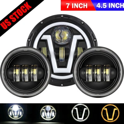 Faro LED de 7" + luces antiniebla de 4,5" para Harley-Davidson Heritage Classic FLHCS 114 Foto 1 de 4