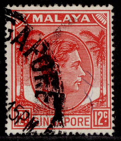 SINGAPORE GVI SG22a, 12c scarlet, FINE USED. Cat £20 Cover