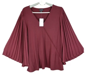 NWT J. JILL Women's Rayon Flutter 3/4 Sleeve Blouse Maroon Red Size M $89.00 - Picture 1 of 17