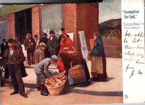 Cosmopolitan New York Little Italy Fresh Bread Vintage 1910 Oilette Postcard - Picture 1 of 2