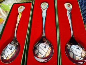 3 BSF Besteck Geschenk Kästchen, Versilbert 90, BLÄULICHER GLANZ, Porzellan Rose - Bild 1 von 6