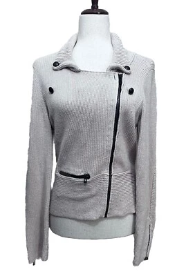 Suéter Nic+Zoe Mujer Talla Mediana Beige Moto Cremallera Asimétrica Foto 1 de 4