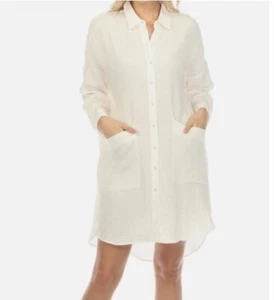 CALME NWT White Gauze Double Pocket Shirt Dress, $138, Size Small - Picture 1 of 14