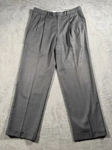 VINTAGE Ralph Lauren pantalon habillé homme 32x30 plaid pied de poule gris rayonne manchette - Photo 1/14