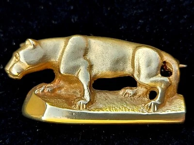 Broche prendedor pantera puma oro amarillo 14k-diseñador Estate 10,2 gramos Foto 1 de 4
