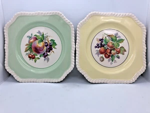 Mintgrün Gelb Obst Trauben Pfirsiche Erdbeeren Johnson Bros 7,75 im Quadrat - Bild 1 von 7