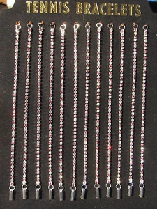 Silberfarben Rosa & Klar Kristall Strass Handgelenk Tennis Armband 7,5" - Bild 1 von 6