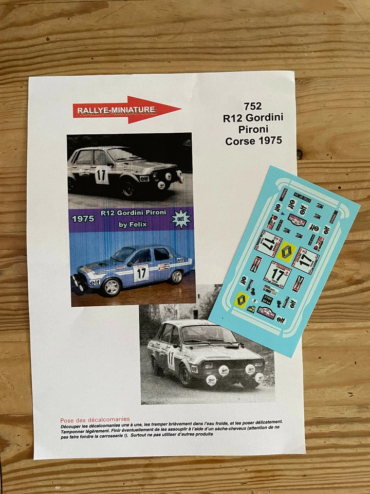DECALS 1/43 RENAULT 12 PIRONI TOUR DE CORSE 1975 WRC RALLYE RALLY FRANCE - Photo 1/1