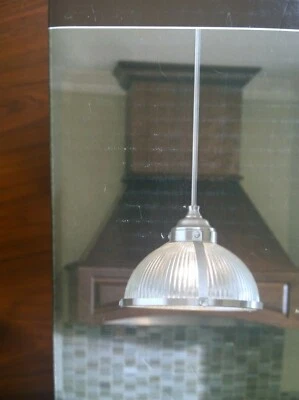 NUEVO EN CAJA Bonita LUZ Colgante de Techo 1-Lite 13" con Vidrio Acanalado (Níquel Satinado Fini Foto 1 de 4