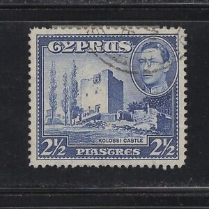 CYPRUS:  #148 Kolossi Castle & King George VI stamp – used –