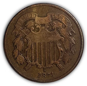 1871 Two Cent Piece Choice Very Fine VF+/XF Coin #10803 - Picture 1 of 3