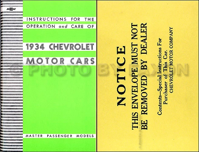 Chevrolet Master Car 1934 manual del propietario con sobre 34 guía del propietario de Chevy Foto 1 de 1