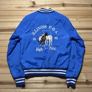 Vintage 90s 1992 Illinois P.O.A. High Point Embroidered Horses Satin Jacket - XS - Picture 1 of 11
