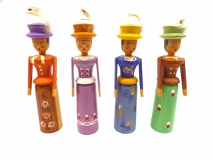 4 muñecas de cascabel Erzgebirge pintadas a mano #1 - Imagen 1 de 20