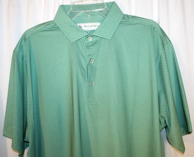 NUEVO Donald Ross GRANDE Camisa Polo de Golf Estampado Geométrico Bermudas Verde/Azul Garza Foto 1 de 4