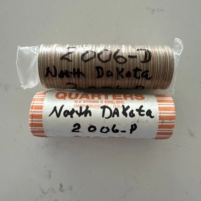 2006 US Mint North Dakota State Quarter D & P, (2) $10 Rolls, Unopened - Image 1 of 4