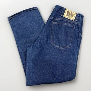 Vintage Straight Leg Work N Sport Denim Jeans Made In USA 33x28 Dark Wash - Picture 1 of 14