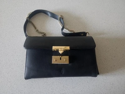 Enzo Angiolini Bolso Clutch Bandolera Hombro Negro Cuero Italiano Foto 1 de 4