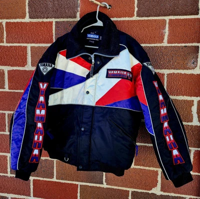 复古雅马哈赛车夹克男式大号寒冷天气齿轮雪地摩托车红色白色蓝色 — 第 1/4 张图片