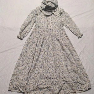 Scarlett Darkness Girls Pioneer Prairie Dress With Matching Bonnet Floral Print - Picture 1 of 7