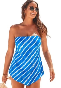 Swimsuits for All Scarf Bandeau Longer Length Tankini Set - Picture 1 of 22
