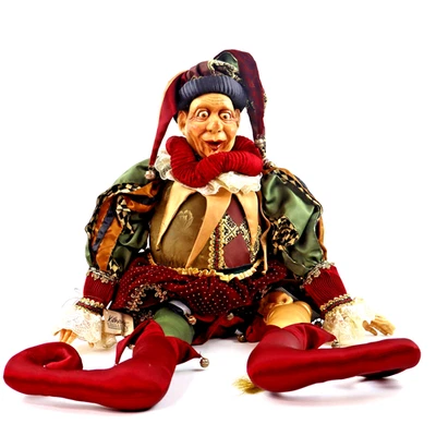 复古 Wayne Kleski Katherine's Collection Jester 艺术家娃娃 大号 27 英寸 带标签 — 第 1/4 张图片