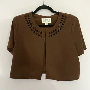 Vintage Damen Kurzarm Strickjacke in Braun Julian Taylor Größe 12 Cropped - Bild 1 von 7