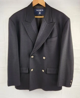 Blazer French Connection Para Hombre Mediano Negro Doble Pecho 100% Lana Foto 1 de 4